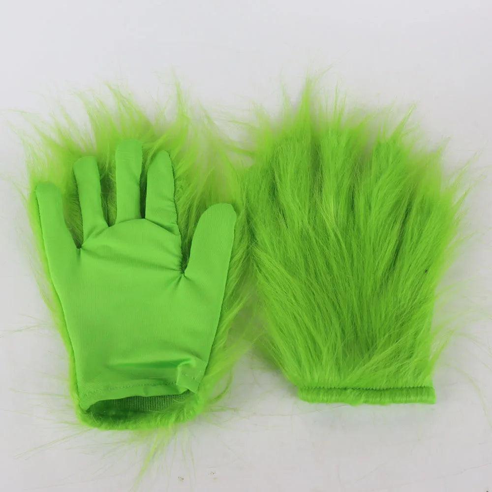 Christmas Green Monster Mask with Santa Hat & Gloves gloves by HitMyNeed