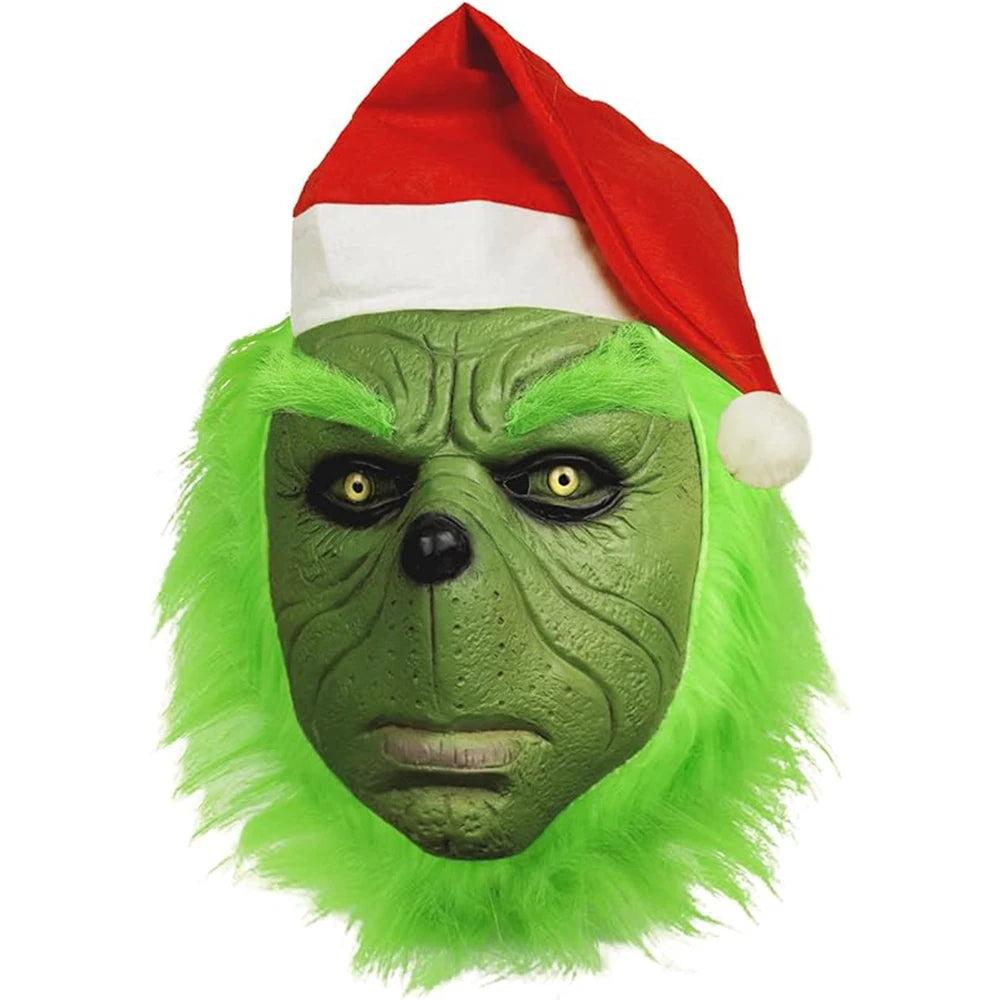 Christmas Green Monster Mask with Santa Hat & Gloves mask-and-hat-193 by HitMyNeed
