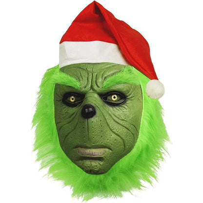 Christmas Green Monster Mask with Santa Hat & Gloves mask-and-hat-193 by HitMyNeed