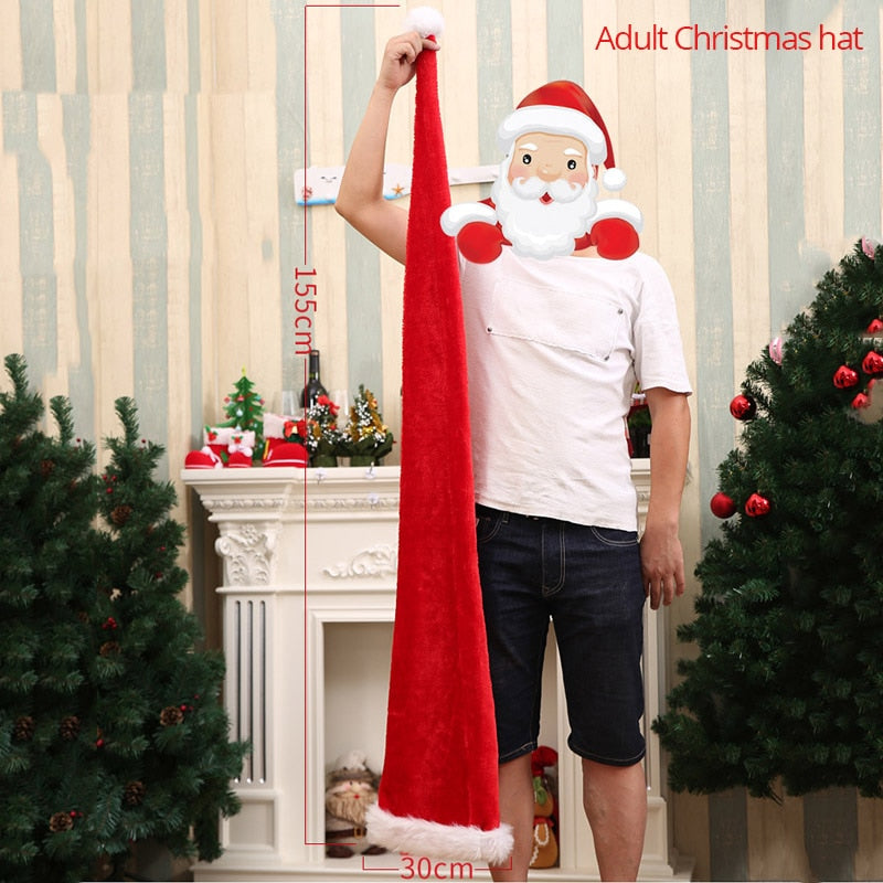 Christmas Plush Extra Long Santa Hat for Kids & Adults by HitMyNeed