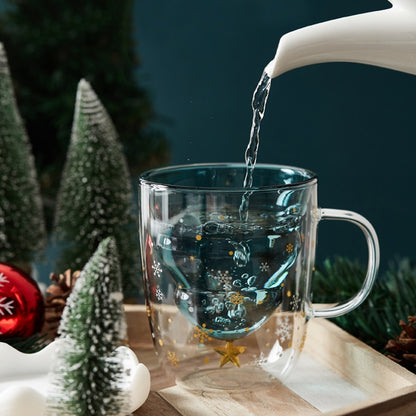 Christmas Tree Double Wall Glass Mug with Lid 300ml by HitMyNeed