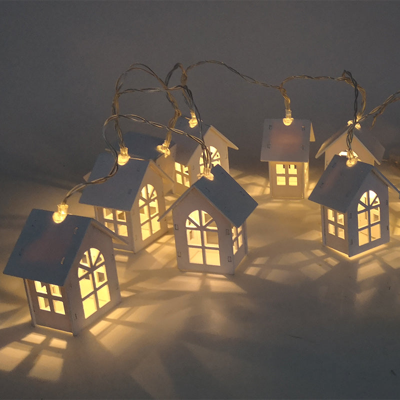 Christmas Tree Lights with Hanging House Lanterns by HitMyNeed
