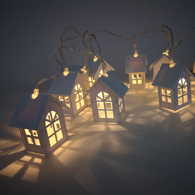 Christmas Tree Lights with Hanging House Lanterns by HitMyNeed