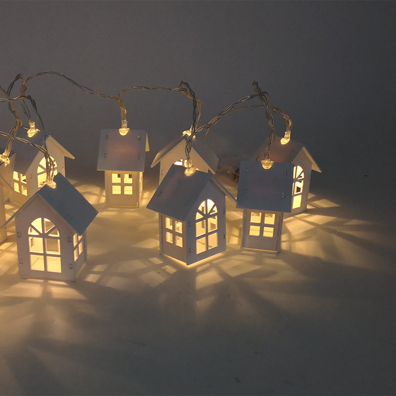 Christmas Tree Lights with Hanging House Lanterns by HitMyNeed