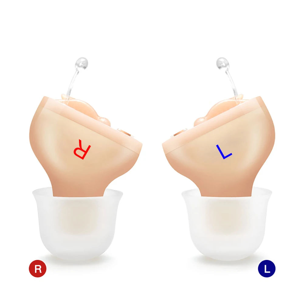 CIC In-Canal Hearing Aid Mini Sound Amplifier beige-pair by HitMyNeed