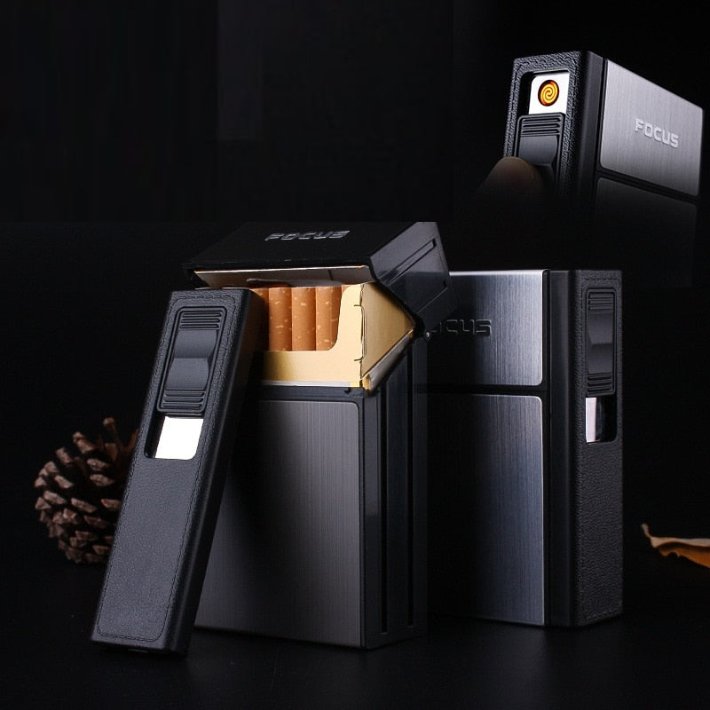 Cigarette Case with USB Rechargeable Flameless Lighter by HitMyNeed