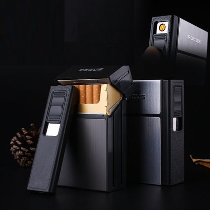 Cigarette Case with USB Rechargeable Flameless Lighter by HitMyNeed