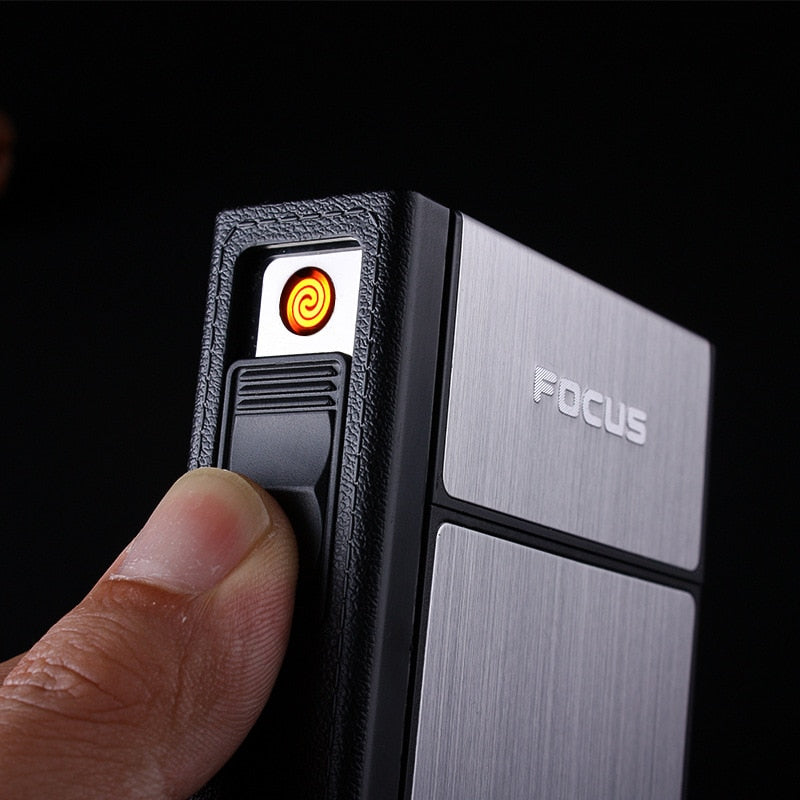 Cigarette Case with USB Rechargeable Flameless Lighter by HitMyNeed
