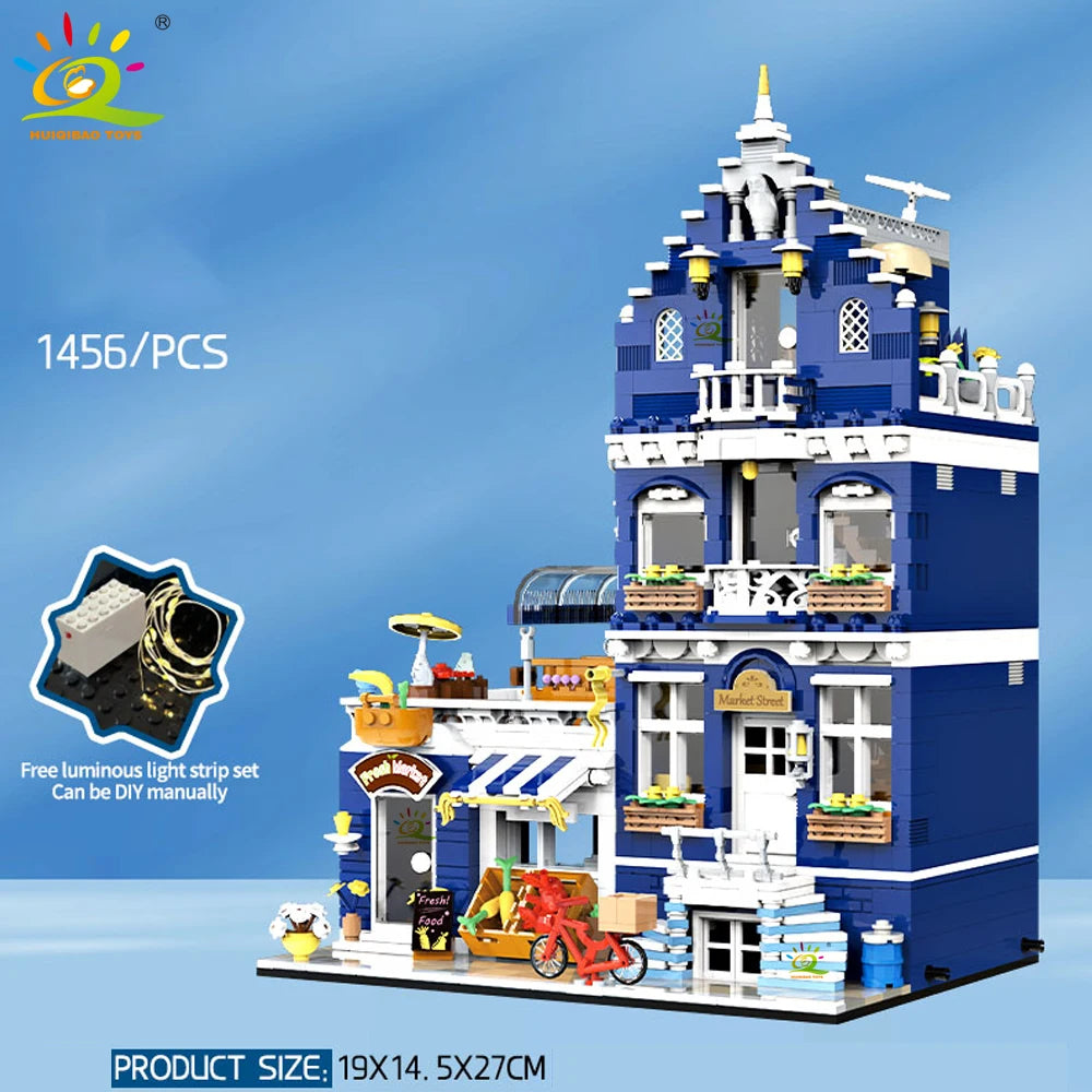 City Corner Coffee Shop Micro Building Block Set no-2 has-light-and-box by HitMyNeed
