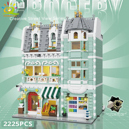 City Corner Coffee Shop Micro Building Block Set no-3 has-light-and-box by HitMyNeed