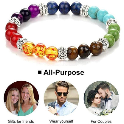 Classic 7 Chakra Natural Stone Braided Bracelet by HitMyNeed