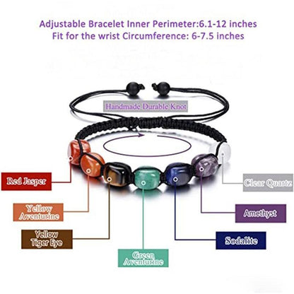 Classic 7 Chakra Natural Stone Braided Bracelet by HitMyNeed