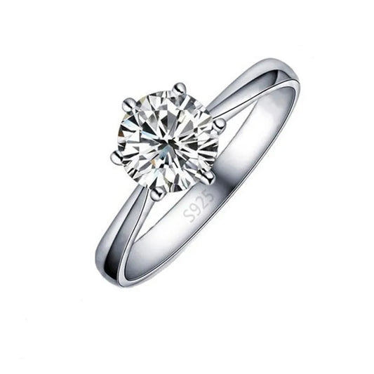 Classic 925 Sterling Silver 6-Claw CZ Wedding Ring 6.0 by HitMyNeed