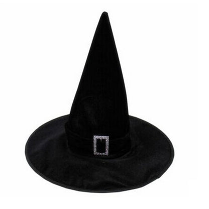 Classic Black Velour Witch Hat for Halloween by HitMyNeed