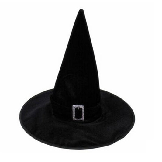 Classic Black Velour Witch Hat for Halloween by HitMyNeed
