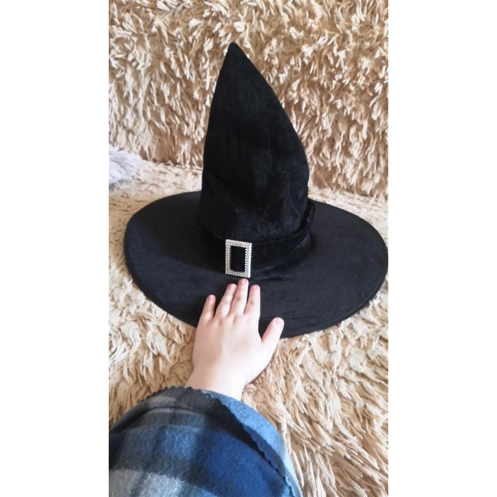 Classic Black Velour Witch Hat for Halloween by HitMyNeed