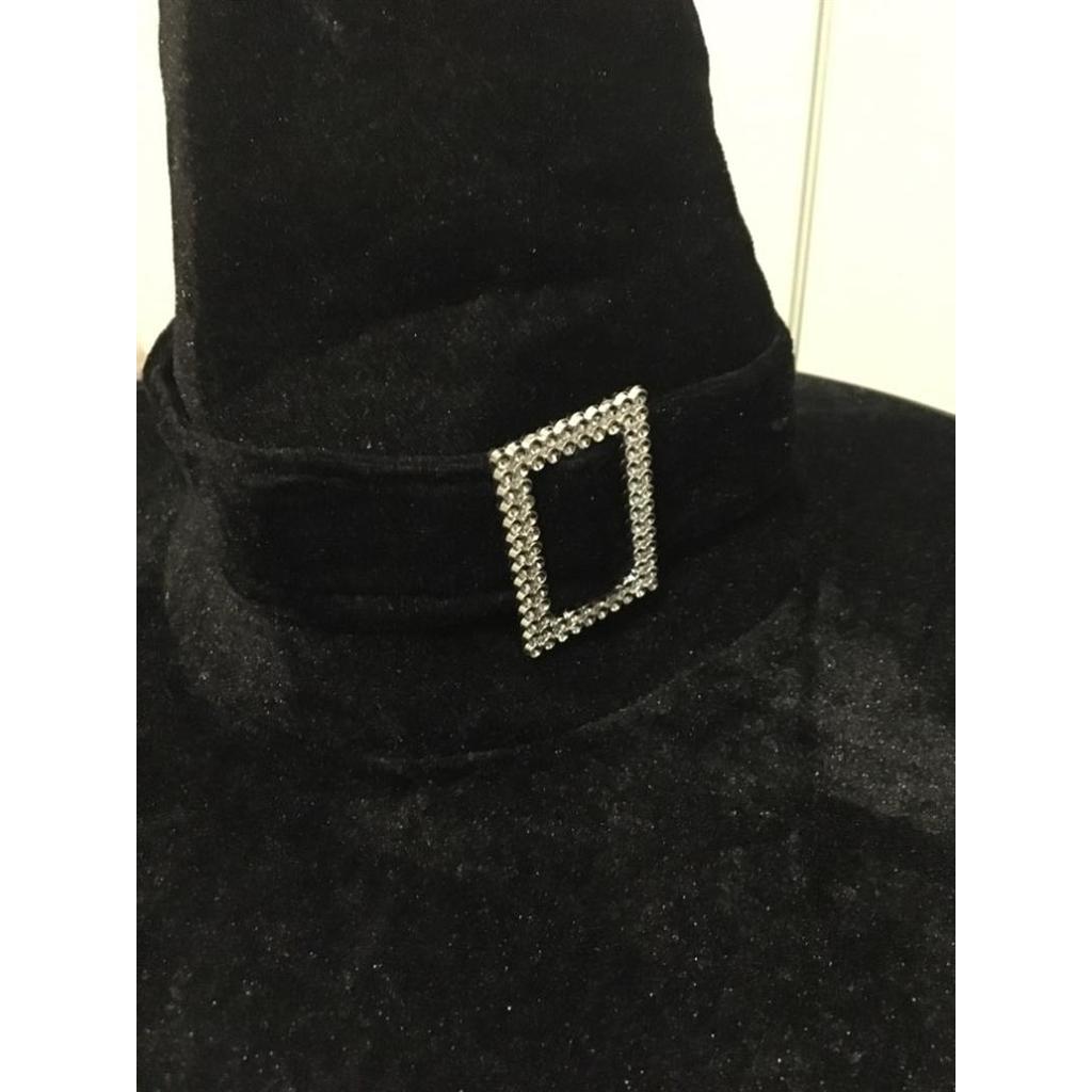 Classic Black Velour Witch Hat for Halloween by HitMyNeed