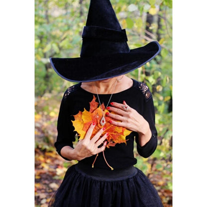 Classic Black Velour Witch Hat for Halloween by HitMyNeed