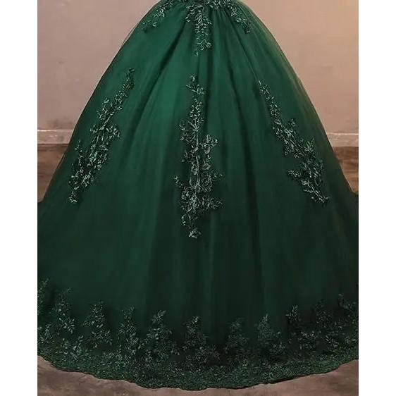 Classic Quinceañera Ball Gown Dress Customized dark-green 16w by HitMyNeed