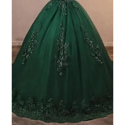 Classic Quinceañera Ball Gown Dress Customized dark-green 16w by HitMyNeed
