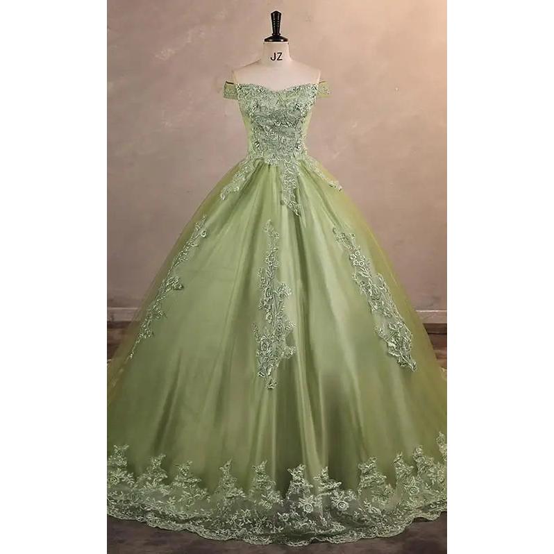 Classic Quinceañera Ball Gown Dress Customized green 28w by HitMyNeed