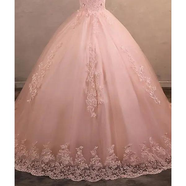 Classic Quinceañera Ball Gown Dress Customized light-pink 28w by HitMyNeed