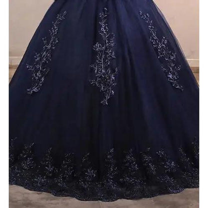 Classic Quinceañera Ball Gown Dress Customized navy-blue 16.0 by HitMyNeed