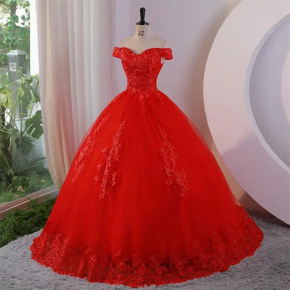Classic Quinceañera Ball Gown Dress Customized red 20w by HitMyNeed