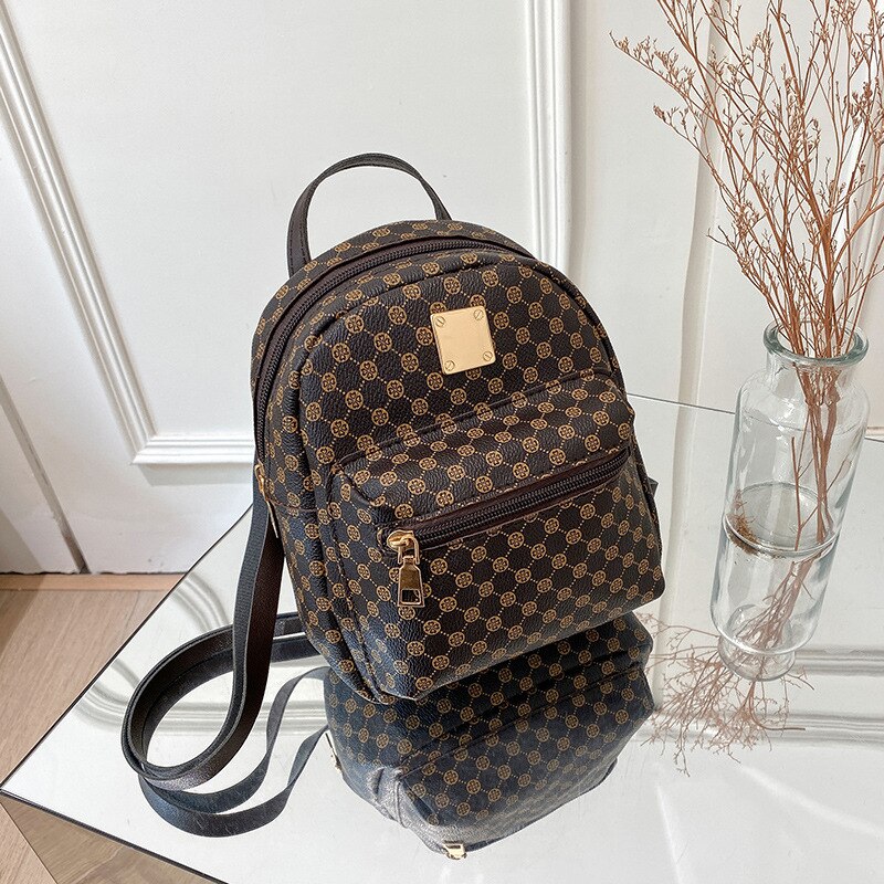 Classic Women's PU Mini Backpack for Daily Use dark-khaki by HitMyNeed