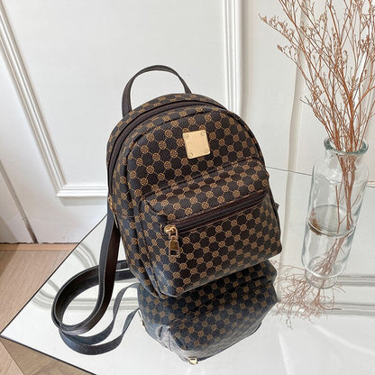 Classic Women's PU Mini Backpack for Daily Use dark-khaki by HitMyNeed