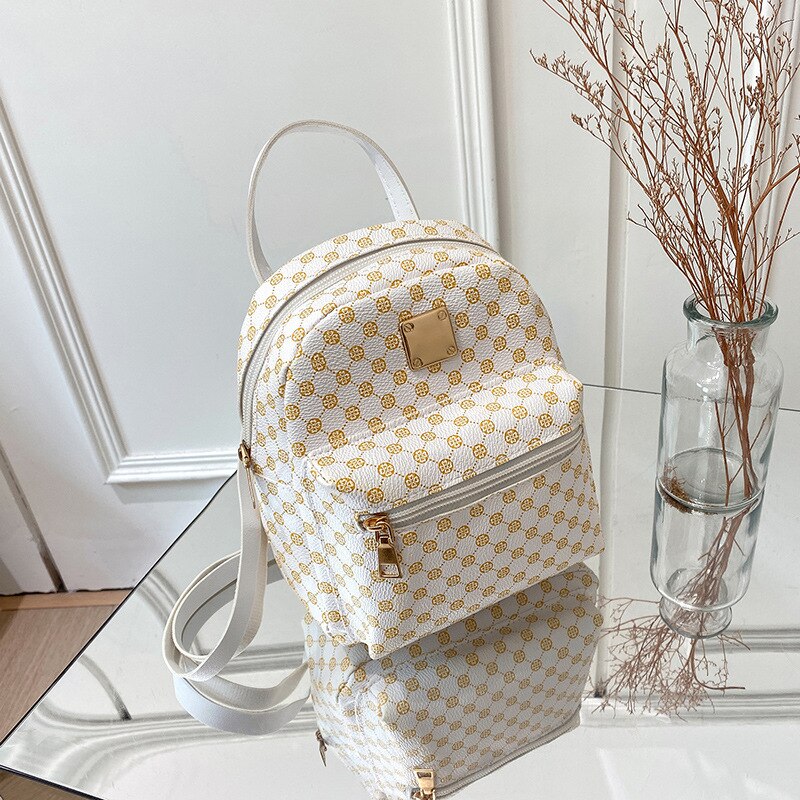 Classic Women's PU Mini Backpack for Daily Use white by HitMyNeed