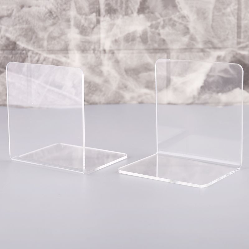 Clear Acrylic Bookends Set of 2 for Desk & Shelf by HitMyNeed