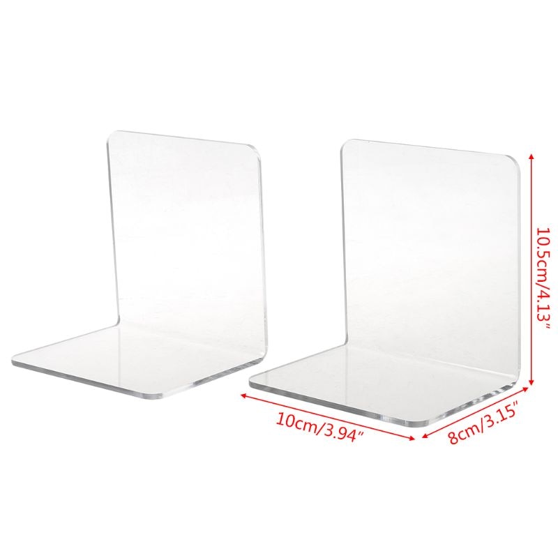 Clear Acrylic Bookends Set of 2 for Desk & Shelf by HitMyNeed