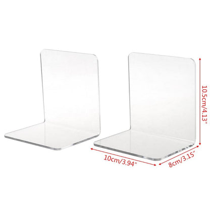 Clear Acrylic Bookends Set of 2 for Desk & Shelf by HitMyNeed