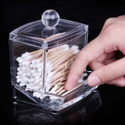 Clear Acrylic Cotton Swab and Makeup Pad Organizer by HitMyNeed