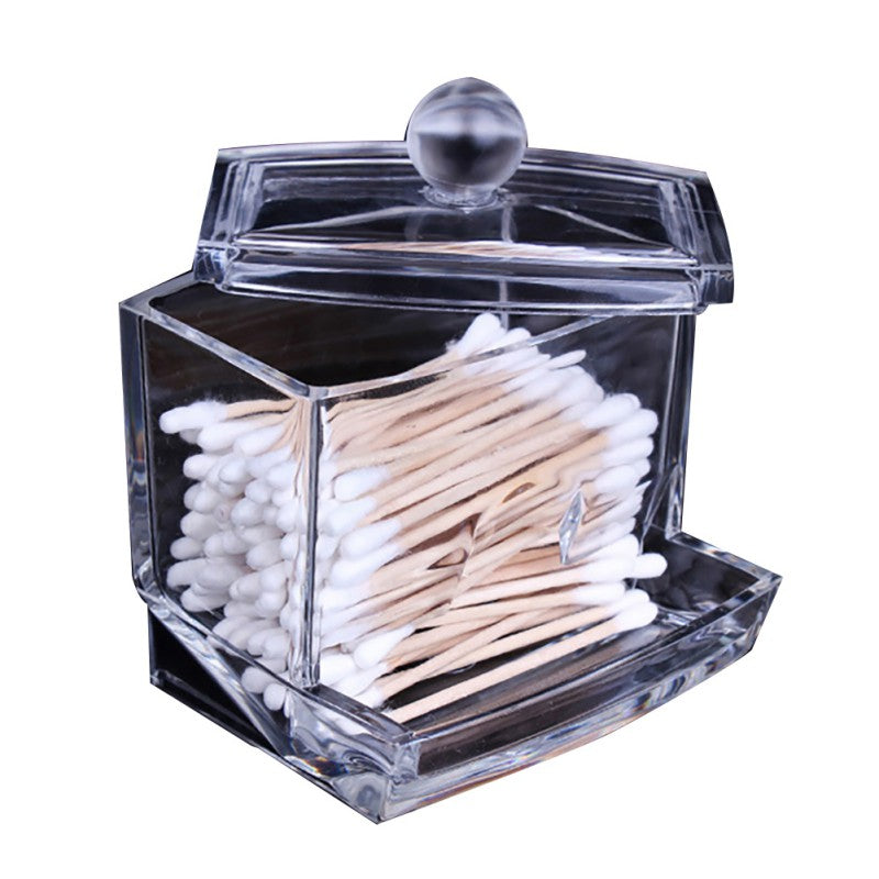 Clear Acrylic Cotton Swab and Makeup Pad Organizer by HitMyNeed