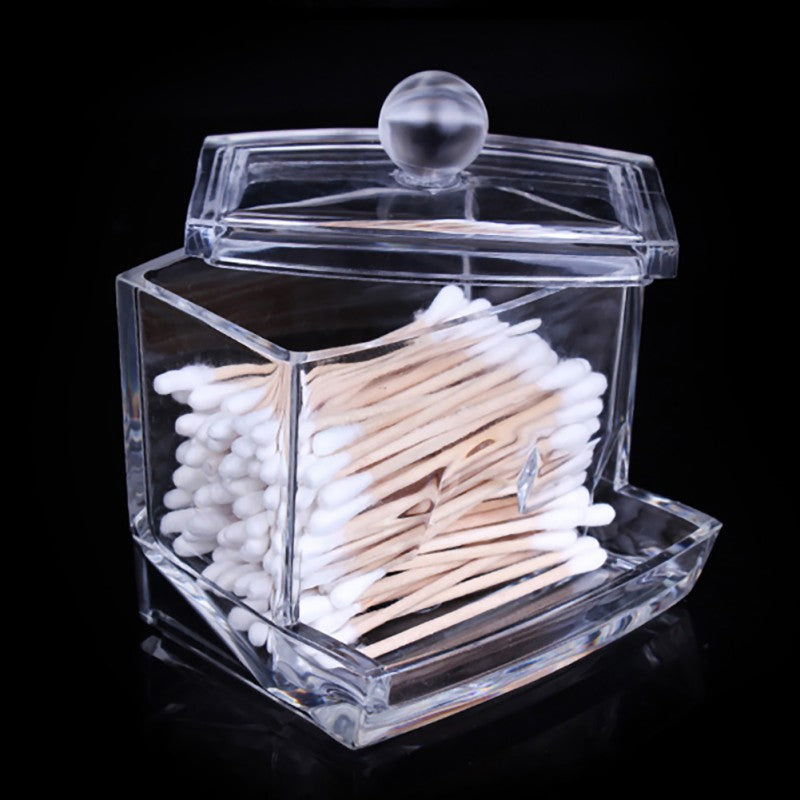 Clear Acrylic Cotton Swab and Makeup Pad Organizer by HitMyNeed