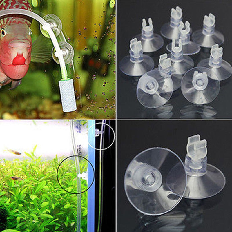 Clear Aquarium Suction Cups for 4mm Air Tubing (10pcs) by HitMyNeed