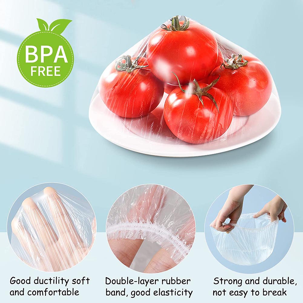 Clear Disposable Elastic Food Covers (100 Pack) by HitMyNeed