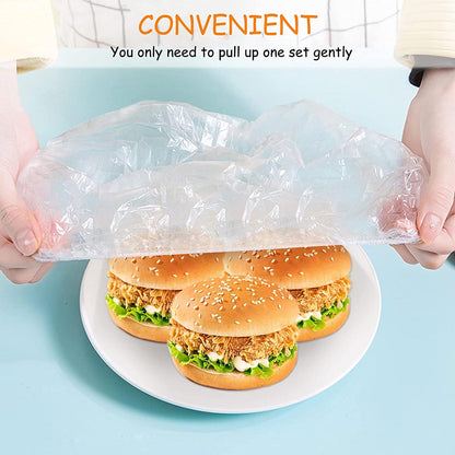 Clear Disposable Elastic Food Covers (100 Pack) by HitMyNeed