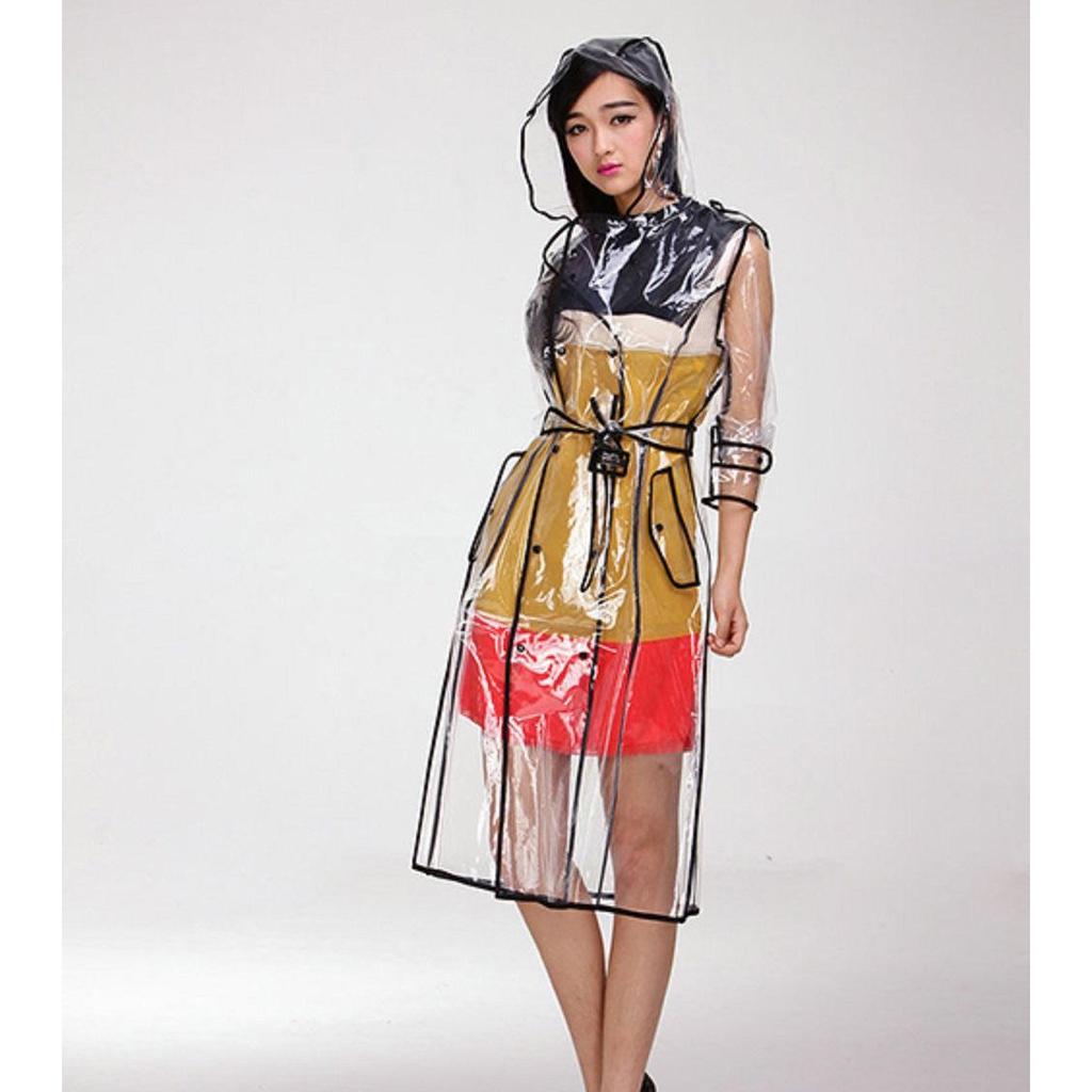 Clear EVA Raincoat with Belt and Hood by HitMyNeed
