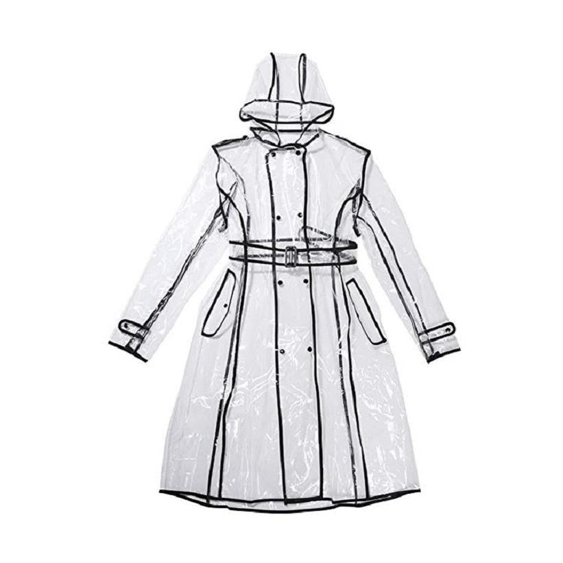 Clear EVA Raincoat with Belt and Hood by HitMyNeed