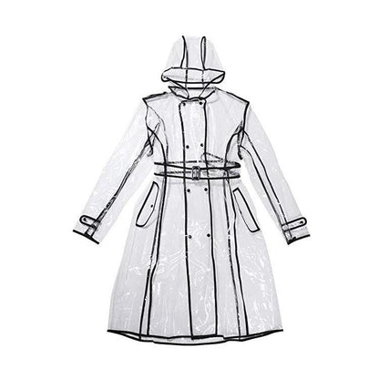 Clear EVA Raincoat with Belt and Hood black l by HitMyNeed