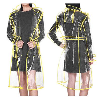 Clear EVA Raincoat with Belt and Hood yellow xl by HitMyNeed
