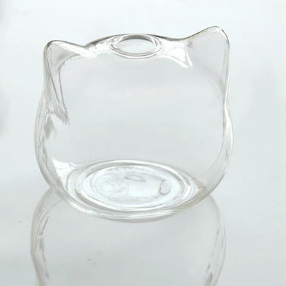 Clear Glass Cat Flower Vase for Small Arrangements by HitMyNeed