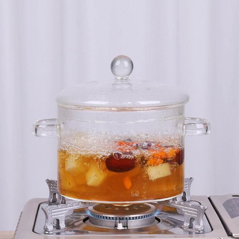 Clear Glass Sauce Pan with Lid, 1.8L Borosilicate by HitMyNeed