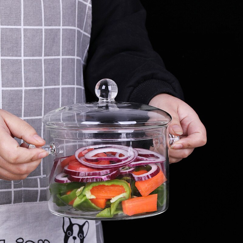 Clear Glass Sauce Pan with Lid, 1.8L Borosilicate by HitMyNeed