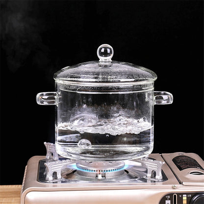 Clear Glass Sauce Pan with Lid, 1.8L Borosilicate by HitMyNeed