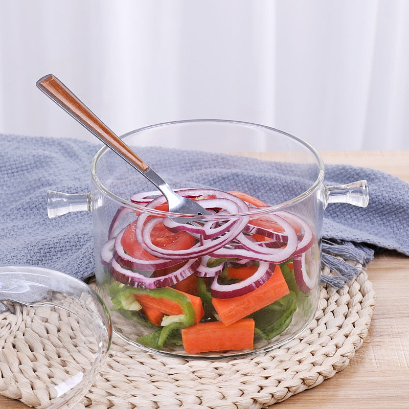 Clear Glass Sauce Pan with Lid, 1.8L Borosilicate by HitMyNeed