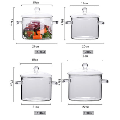Clear Glass Sauce Pan with Lid, 1.8L Borosilicate by HitMyNeed